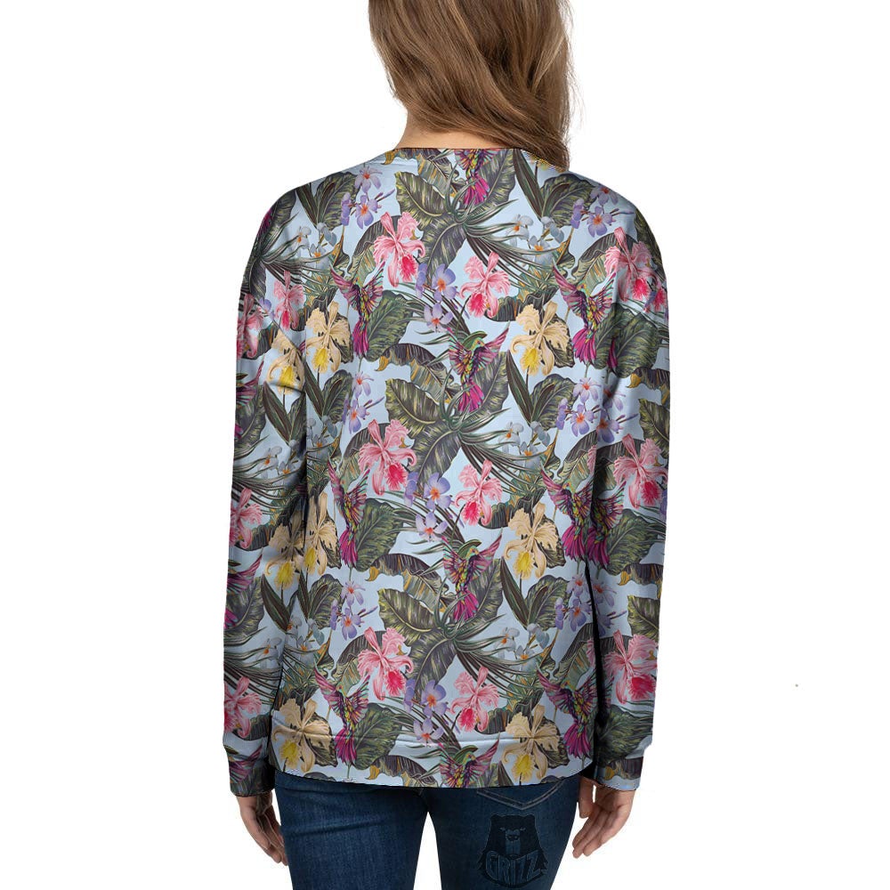 Hummingbird Tropical Print Pattern Women's Sweatshirt-grizzshop