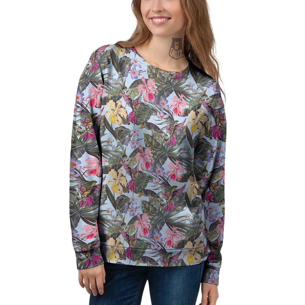 Hummingbird Tropical Print Pattern Women's Sweatshirt-grizzshop