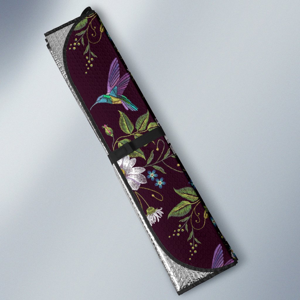 Hummingbird White Daisy Car Sun Shade-grizzshop