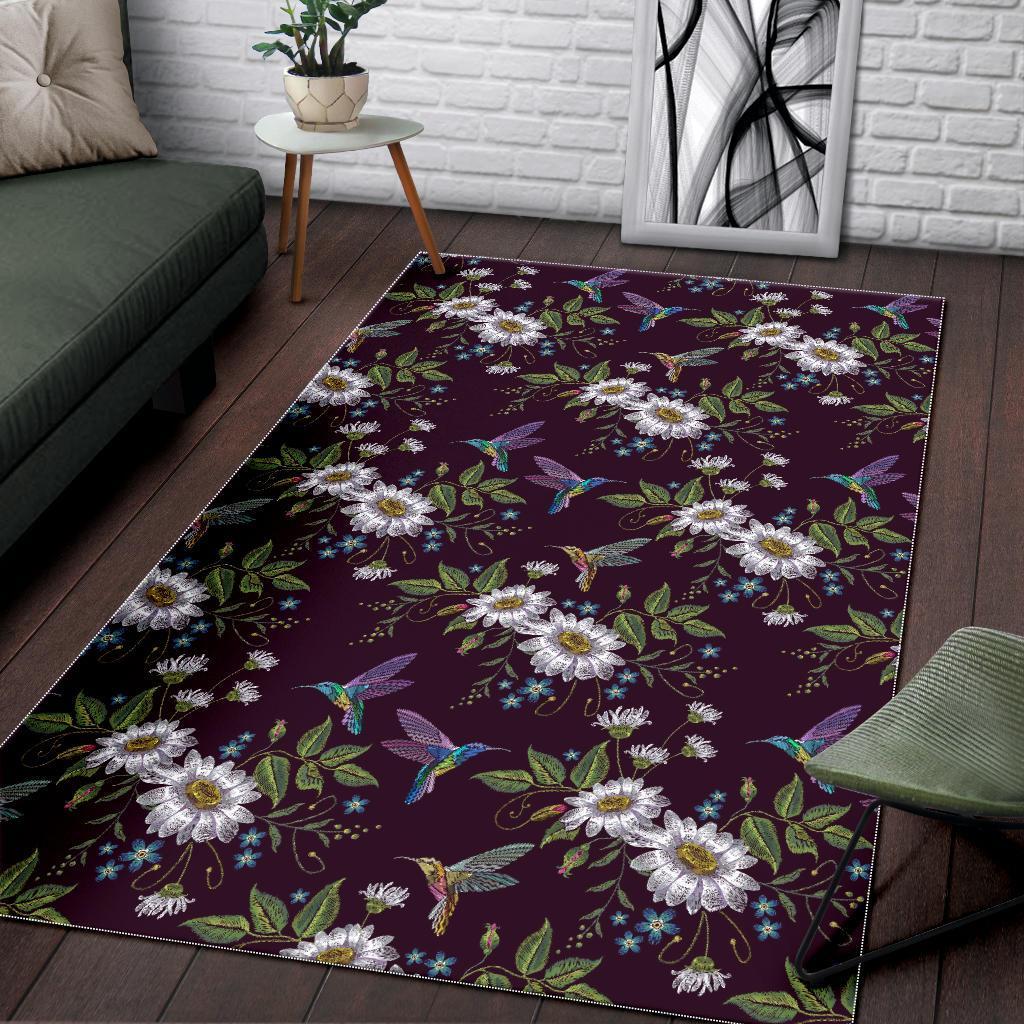 Hummingbird White Daisy Floor Mat-grizzshop