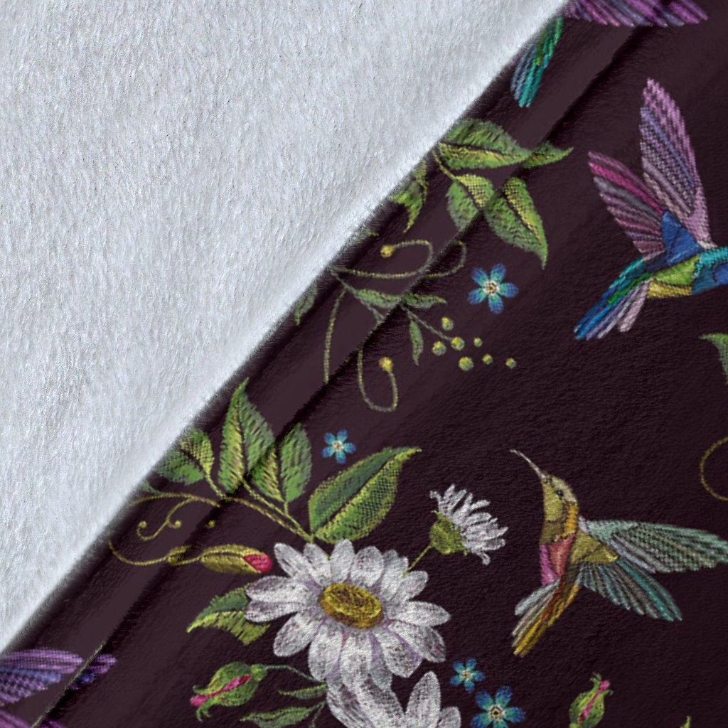 Hummingbird White Daisy Pattern Print Blanket-grizzshop