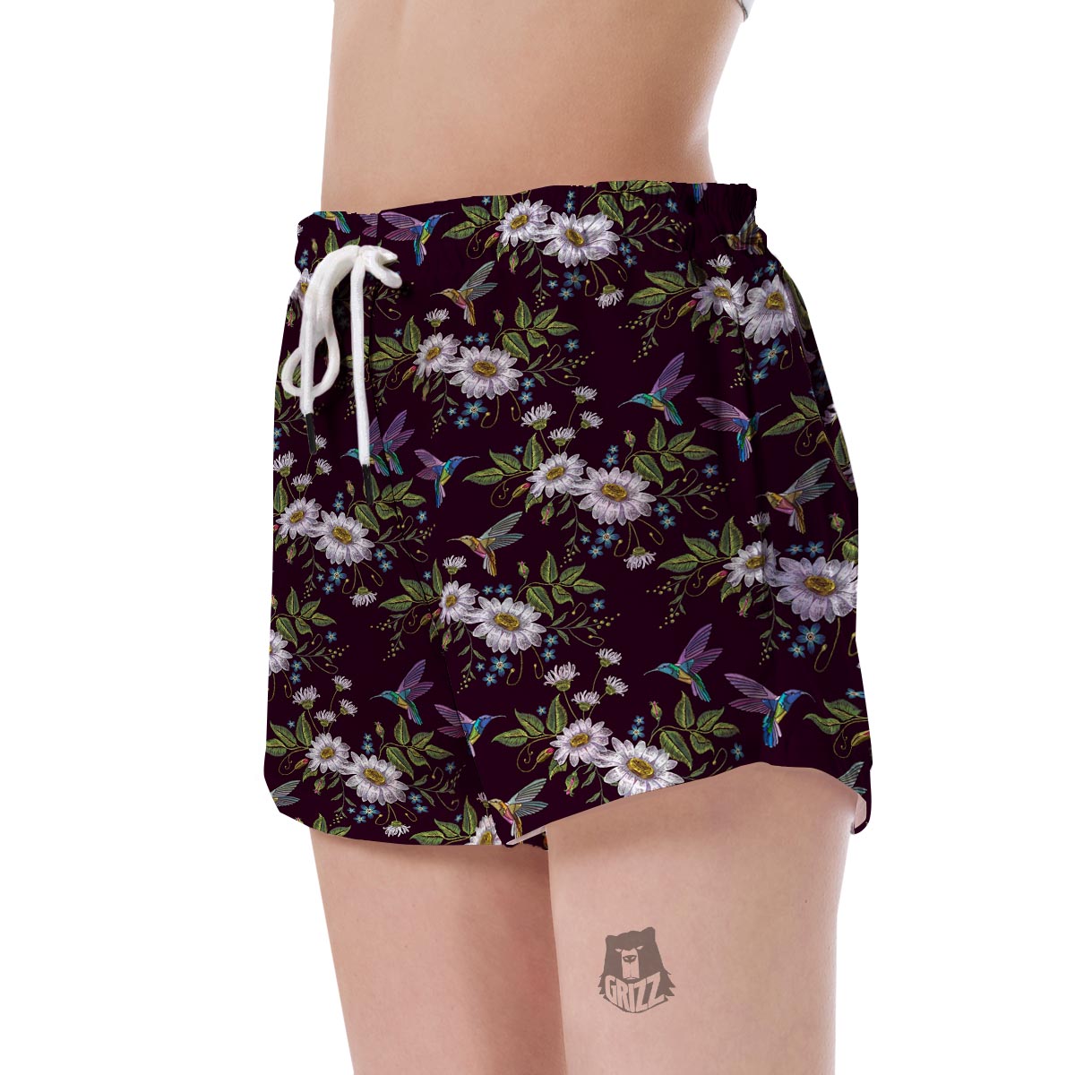 Hummingbird White Daisy Women's Shorts-grizzshop