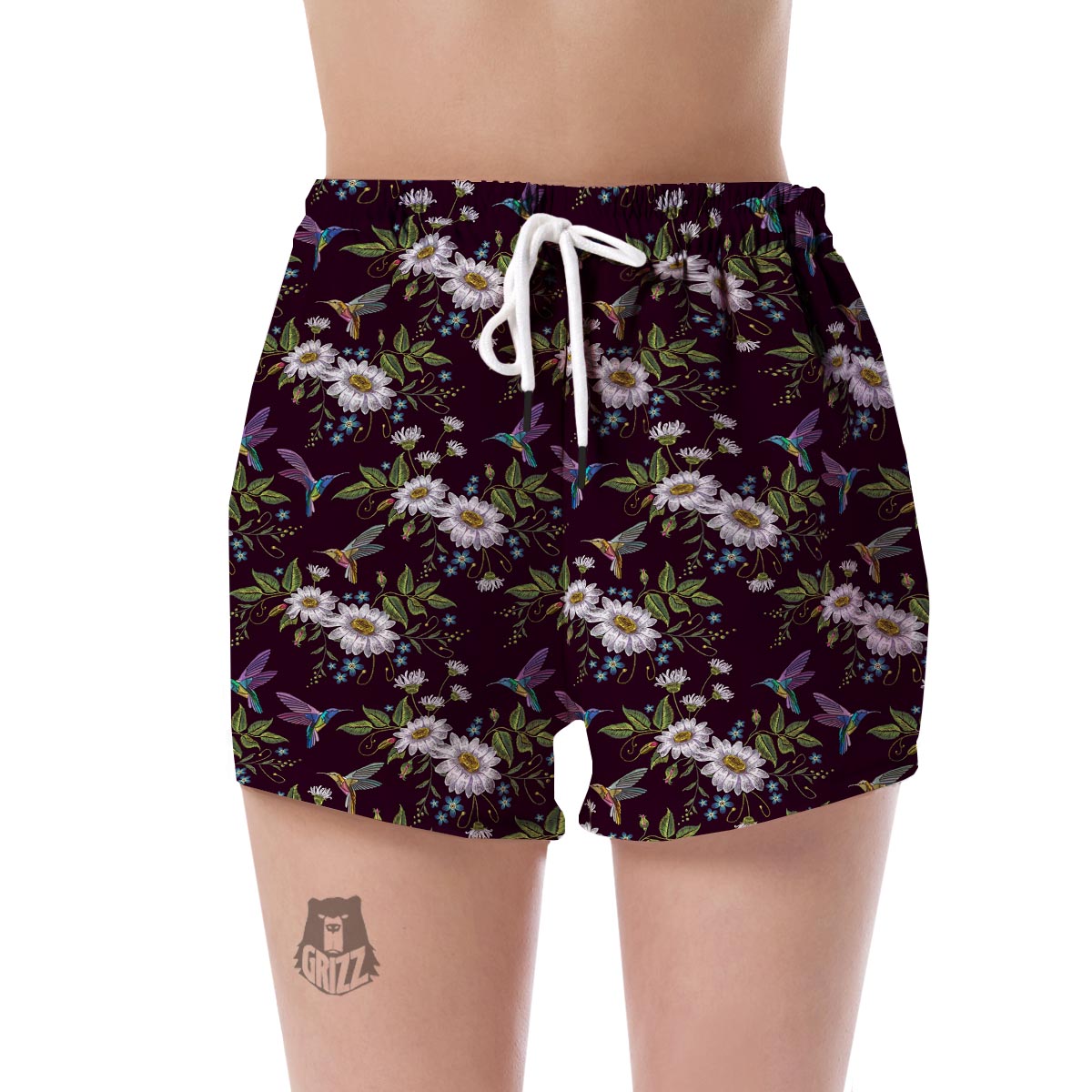 Hummingbird White Daisy Women's Shorts-grizzshop