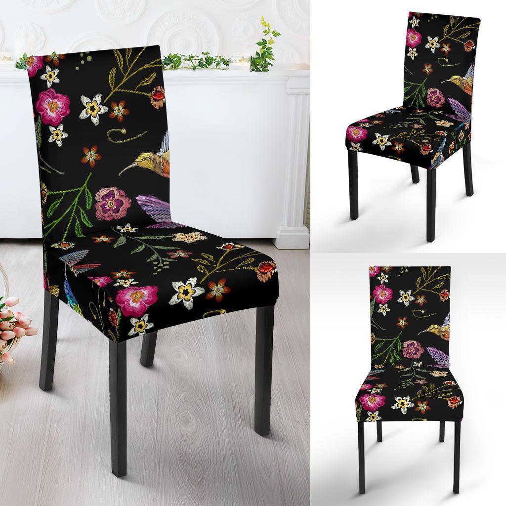 Hummingbird White Floral Chair Cover-grizzshop