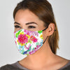 Hummingbird White Floral Drawing Face Mask-grizzshop