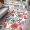 Hummingbird White Floral Drawing Floor Mat-grizzshop