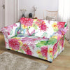 Hummingbird White Floral Drawing Loveseat Cover-grizzshop