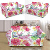 Hummingbird White Floral Drawing Loveseat Cover-grizzshop