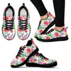 Hummingbird White Floral Drawing Pattern Print Black Sneaker Shoes For Men Women-grizzshop