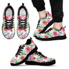 Hummingbird White Floral Drawing Pattern Print Black Sneaker Shoes For Men Women-grizzshop