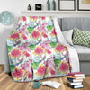 Hummingbird White Floral Drawing Pattern Print Blanket-grizzshop