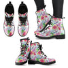 Hummingbird White Floral Drawing Pattern Print Men Women Leather Boots-grizzshop