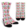 Hummingbird White Floral Drawing Pattern Print Unisex Crew Socks-grizzshop