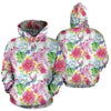 Hummingbird White Floral Drawing Pattern Print Women Men Pullover Hoodie-grizzshop