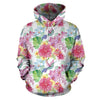 Hummingbird White Floral Drawing Pattern Print Women Men Pullover Hoodie-grizzshop