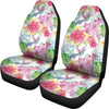 Hummingbird White Floral Drawing Universal Fit Car Seat Cover-grizzshop