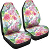 Hummingbird White Floral Drawing Universal Fit Car Seat Cover-grizzshop