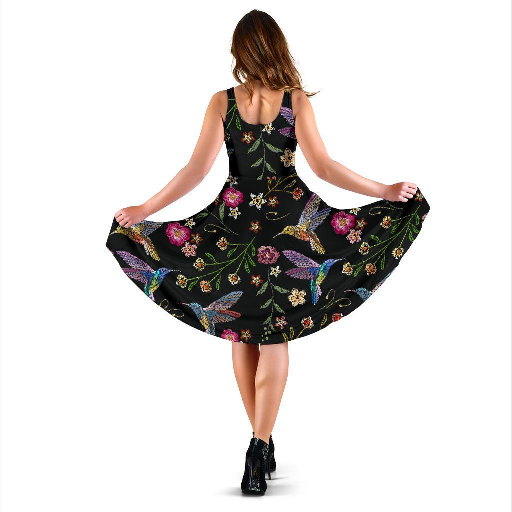 Hummingbird White Floral Dress-grizzshop