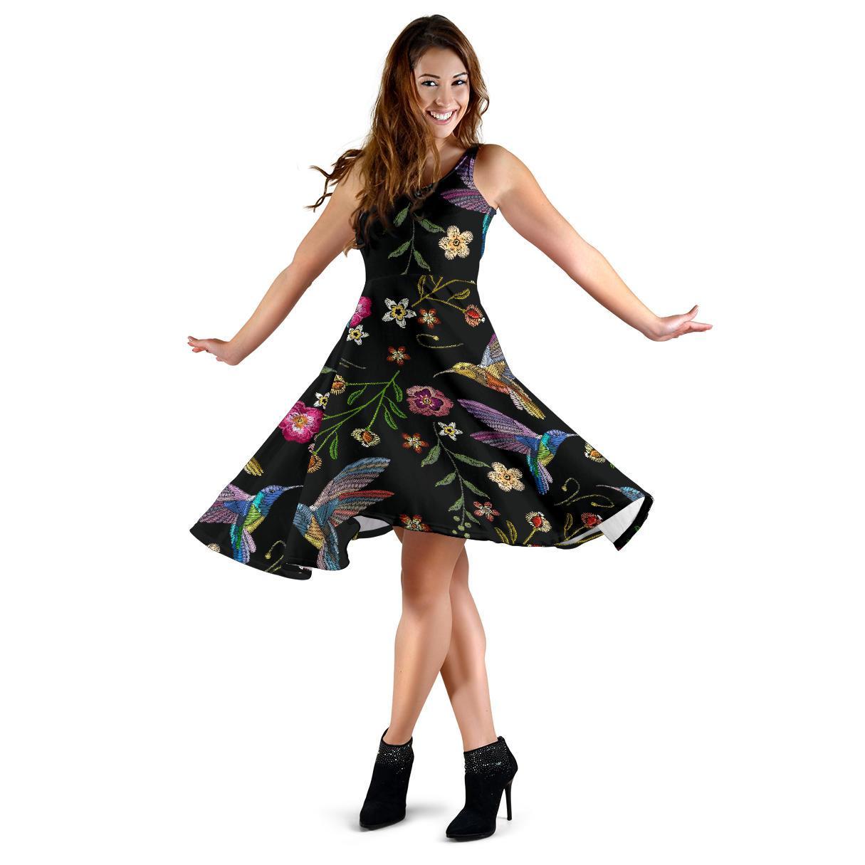 Hummingbird White Floral Dress-grizzshop