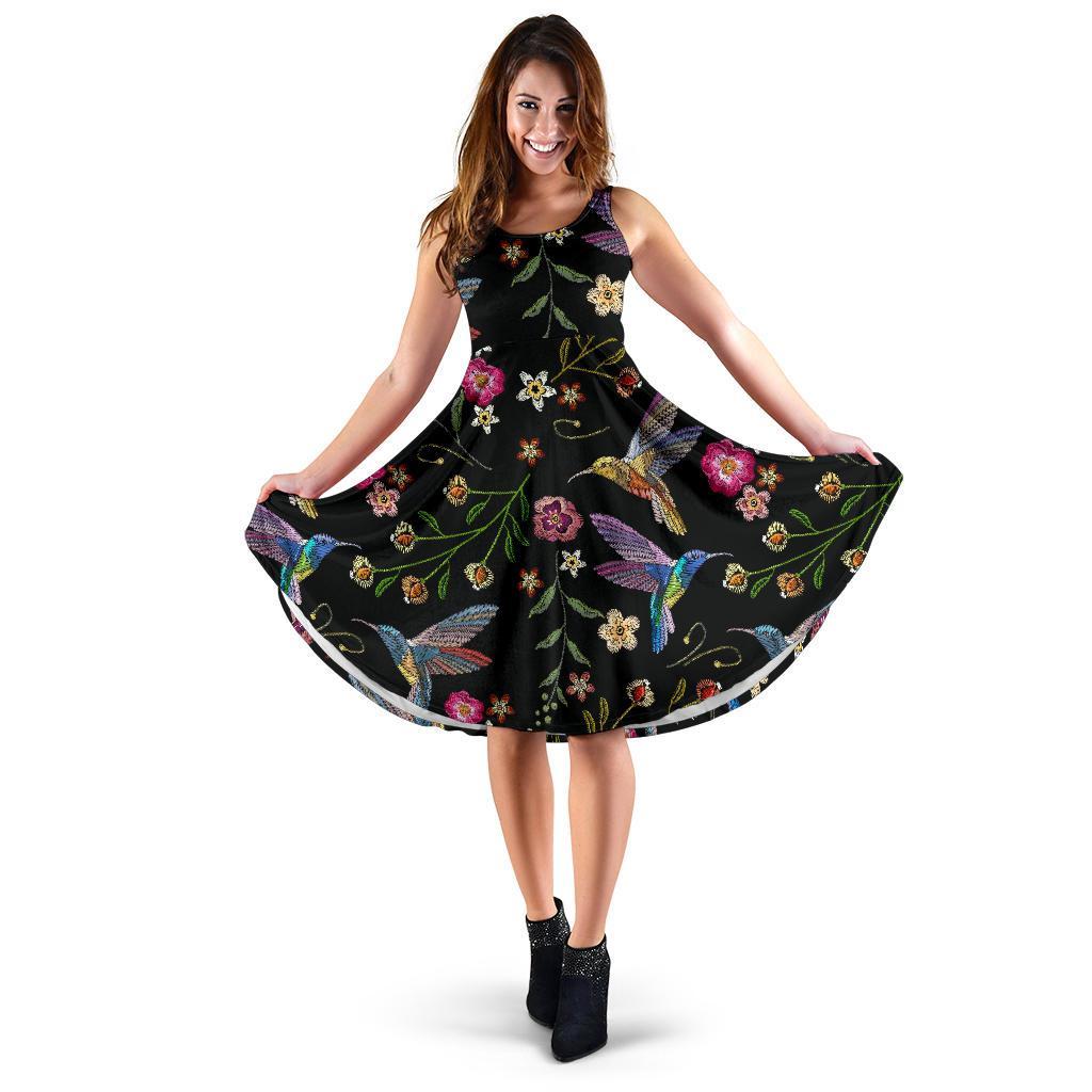 Hummingbird White Floral Dress-grizzshop