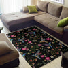 Hummingbird White Floral Floor Mat-grizzshop