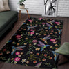 Hummingbird White Floral Floor Mat-grizzshop