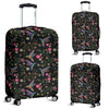 Hummingbird White Floral Pattern Print Luggage Cover Protector-grizzshop