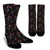 Hummingbird White Floral Pattern Print Unisex Crew Socks-grizzshop