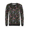 Hummingbird White Floral Pattern Print Women Crewneck Sweatshirt-grizzshop