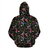 Hummingbird White Floral Pattern Print Women Men Pullover Hoodie-grizzshop