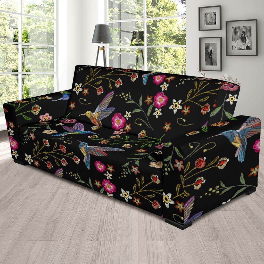 Hummingbird White Floral Sofa Covers-grizzshop