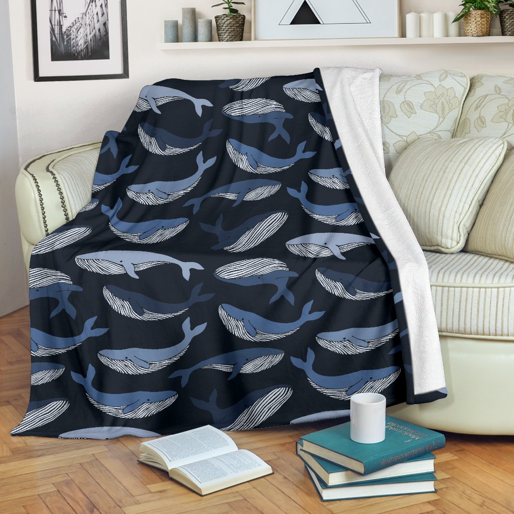 Humpback Whale Pattern Print Blanket-grizzshop