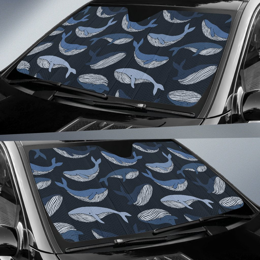 Humpback Whale Pattern Print Car Sun Shade-grizzshop