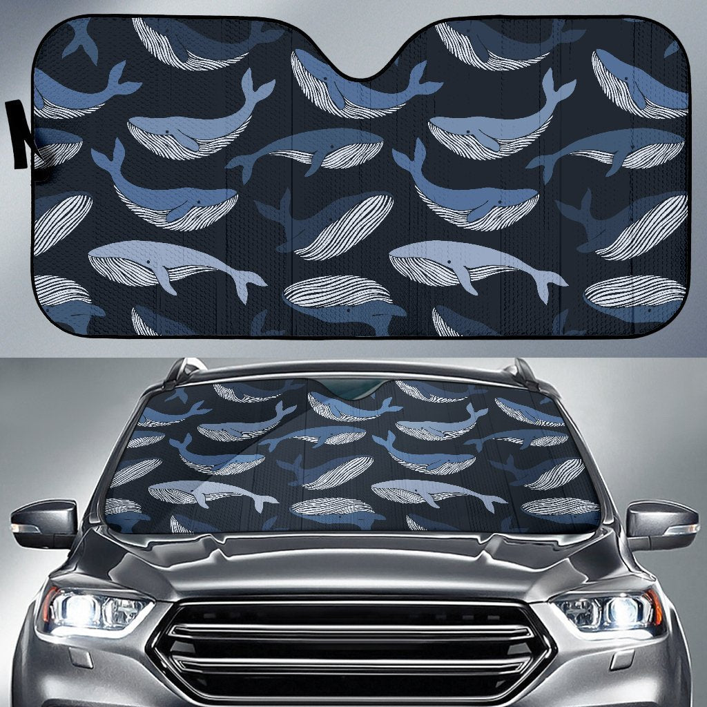 Humpback Whale Pattern Print Car Sun Shade-grizzshop