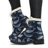 Humpback Whale Pattern Print Comfy Winter Boots-grizzshop