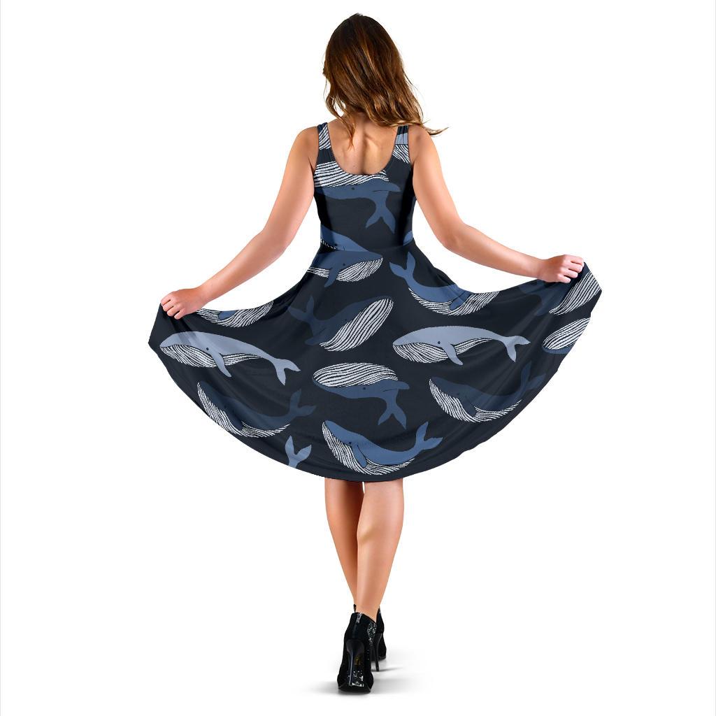 Humpback Whale Pattern Print Dress-grizzshop