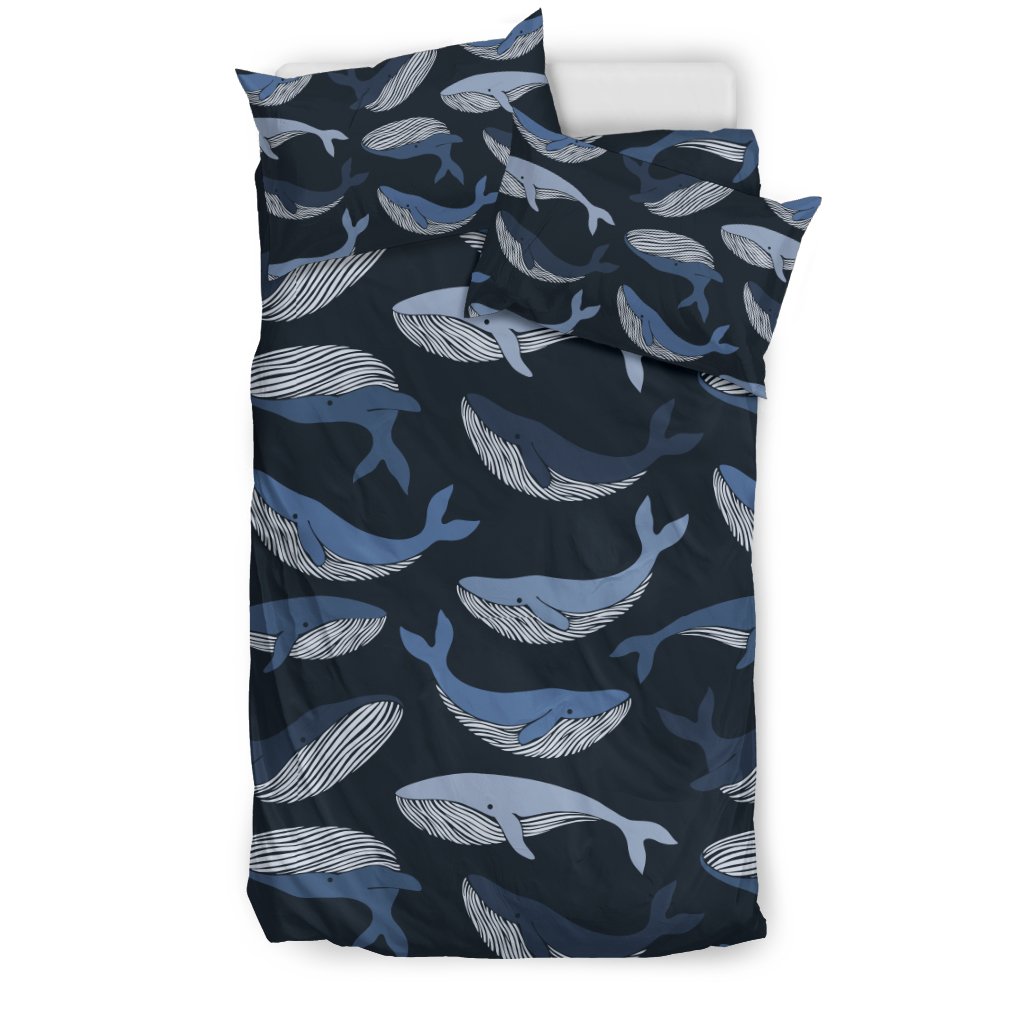 Humpback Whale Pattern Print Duvet Cover Bedding Set-grizzshop