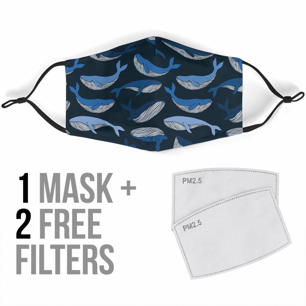 Humpback Whale Pattern Print Face Mask-grizzshop