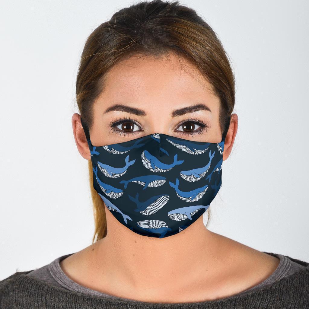 Humpback Whale Pattern Print Face Mask-grizzshop