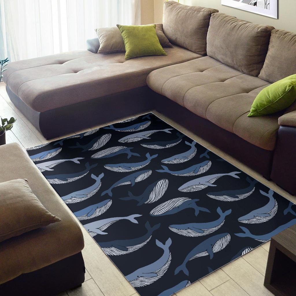 Humpback Whale Pattern Print Floor Mat-grizzshop