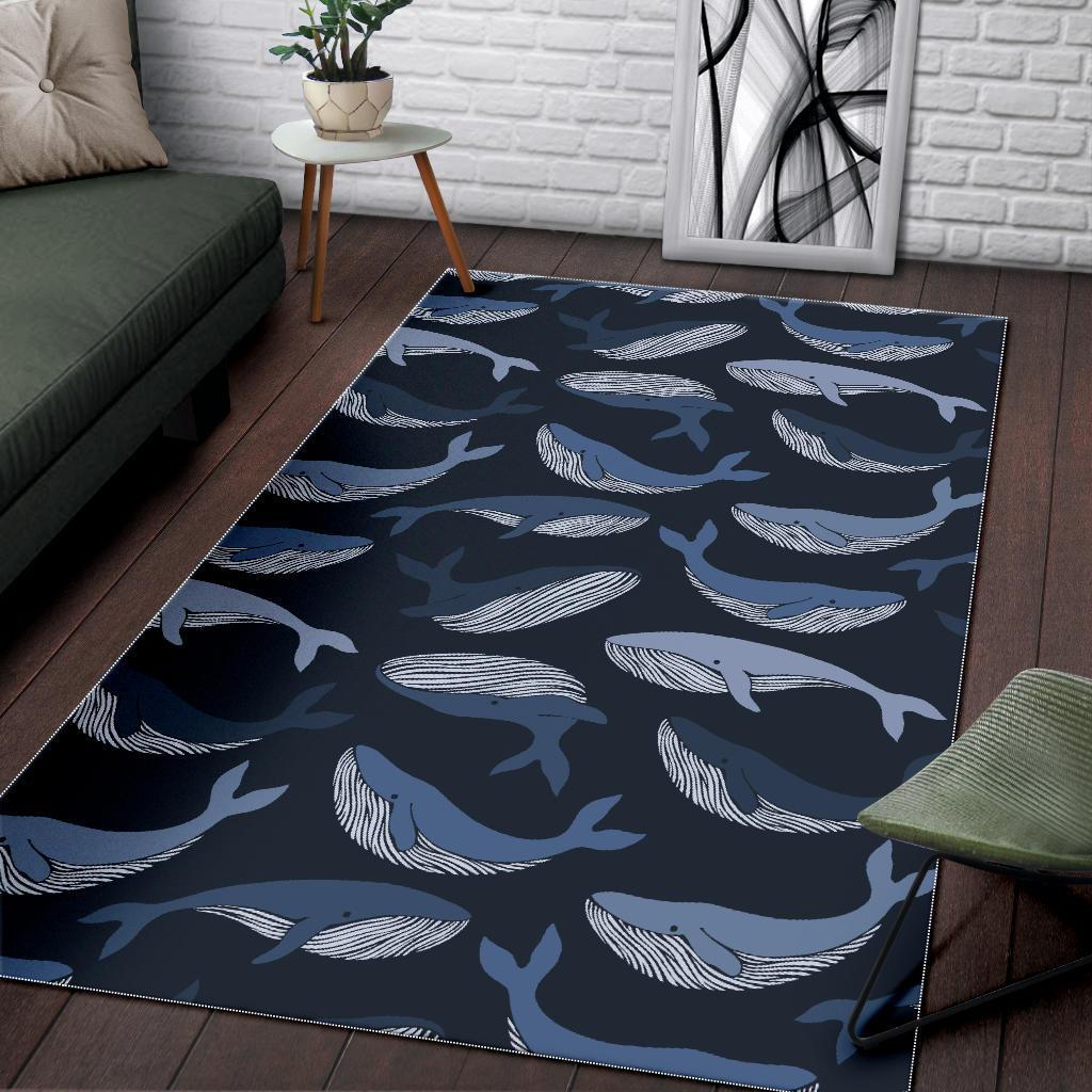 Humpback Whale Pattern Print Floor Mat-grizzshop