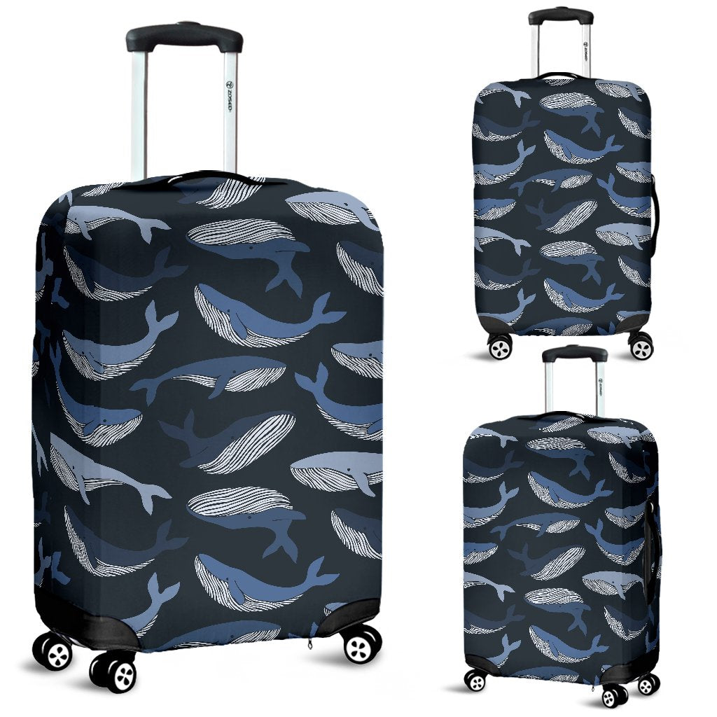 Humpback Whale Pattern Print Luggage Cover Protector-grizzshop