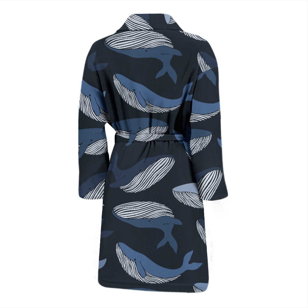 Humpback Whale Pattern Print Men Long Robe-grizzshop