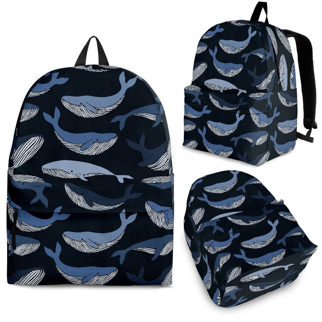 Humpback Whale Pattern Print Premium Backpack-grizzshop