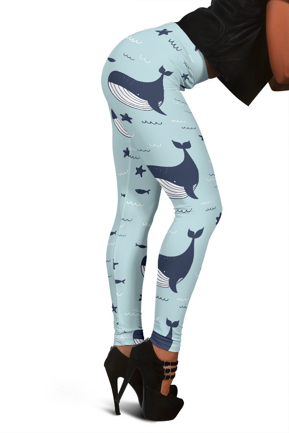 Humpback Whale Pattern Print Women Leggings-grizzshop