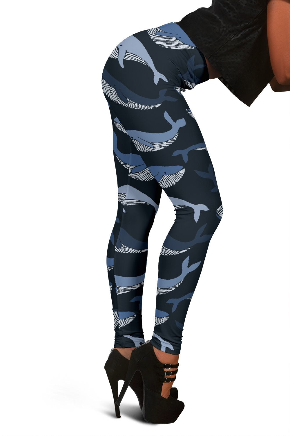 Humpback Whale Pattern Print Women Leggings-grizzshop