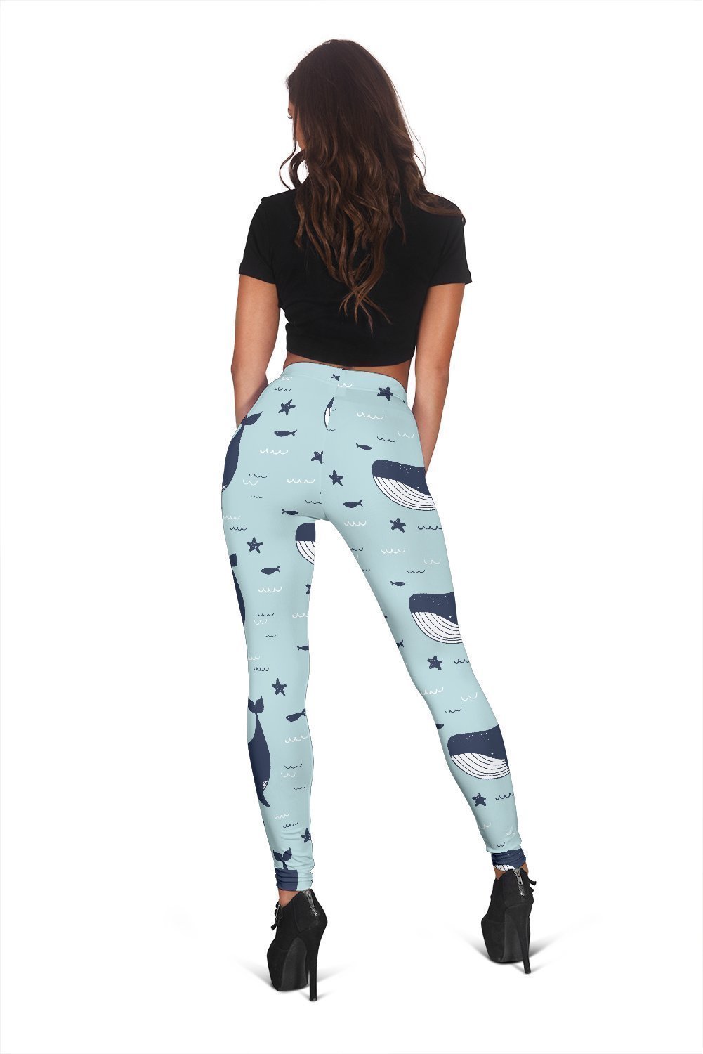 Humpback Whale Pattern Print Women Leggings-grizzshop