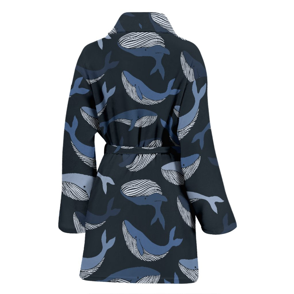 Humpback Whale Pattern Print Women Long Robe-grizzshop