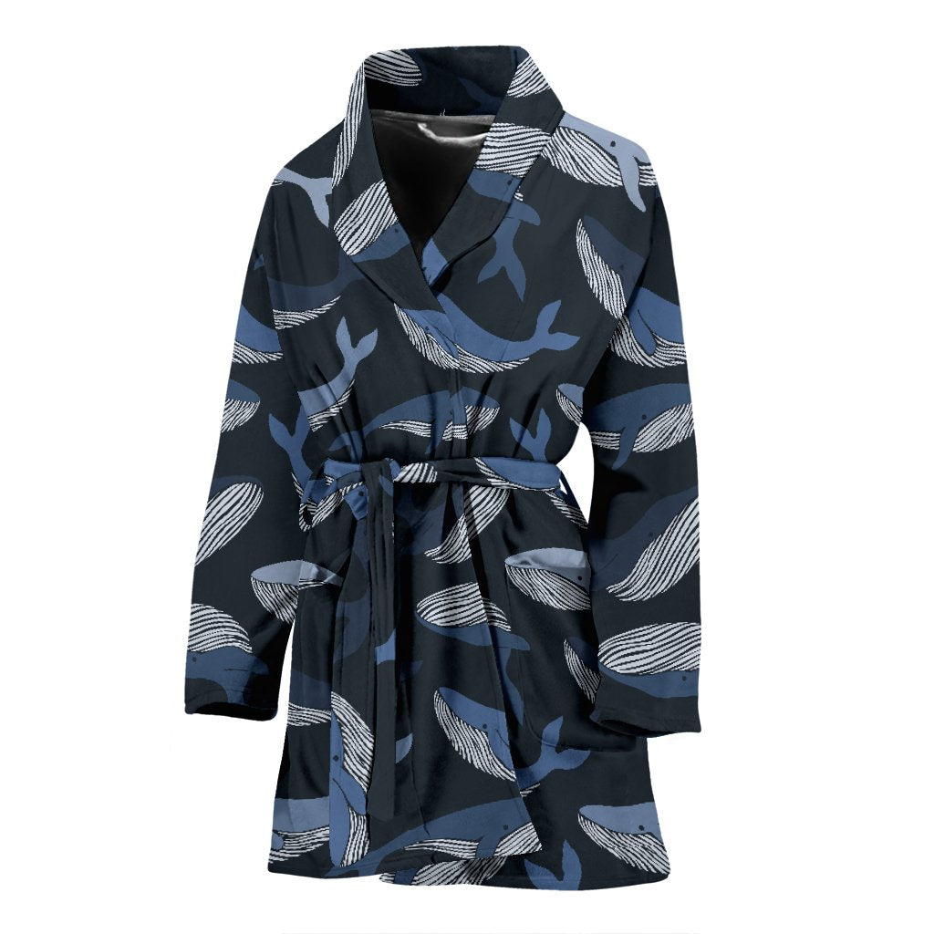 Humpback Whale Pattern Print Women Long Robe-grizzshop