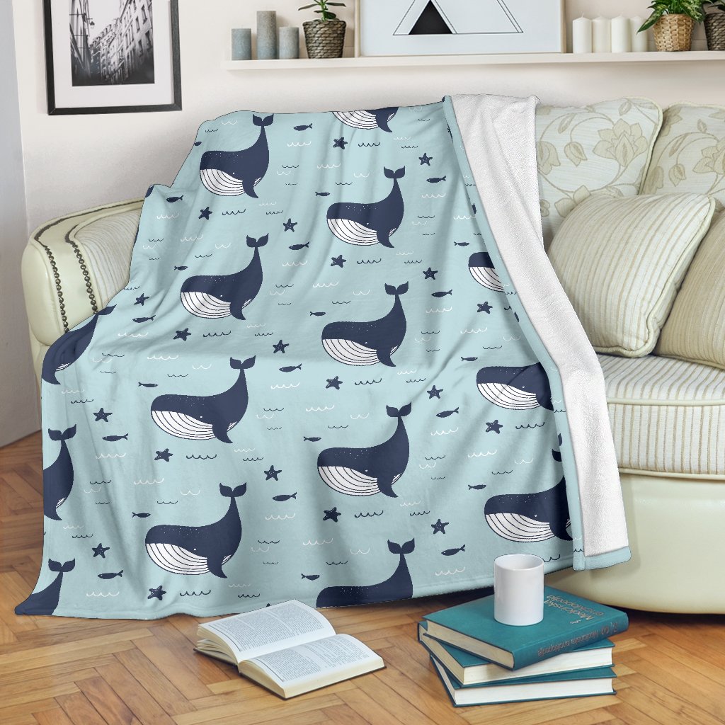 Humpback Whale Print Pattern Blanket-grizzshop